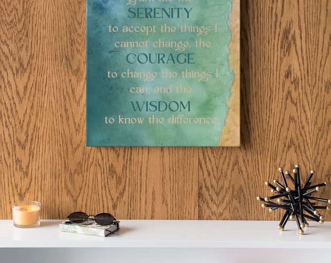 The Serenity Prayer Canvas Wall Art (Aqua Blue Beach)