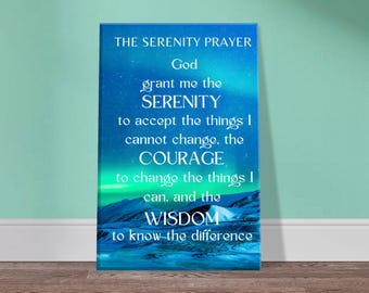 The Serenity Prayer Canvas Wall Art (Aurora Blue)