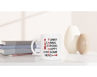 Father Caring Strong Happy Awesome Hero Mug