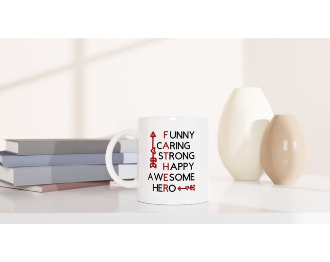 Father Caring Strong Happy Awesome Hero Mug