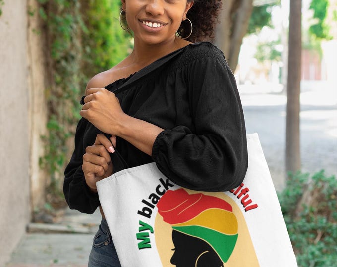 My Black is Beautiful Tote Bag (white)