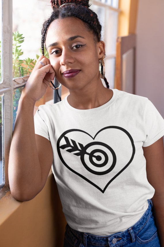 Hers Bullseye Heart Couples T-shirt, Love Matching Shirt, Valentine's Day Gift Tee, Romantic Shirt, Cute Couples Tee