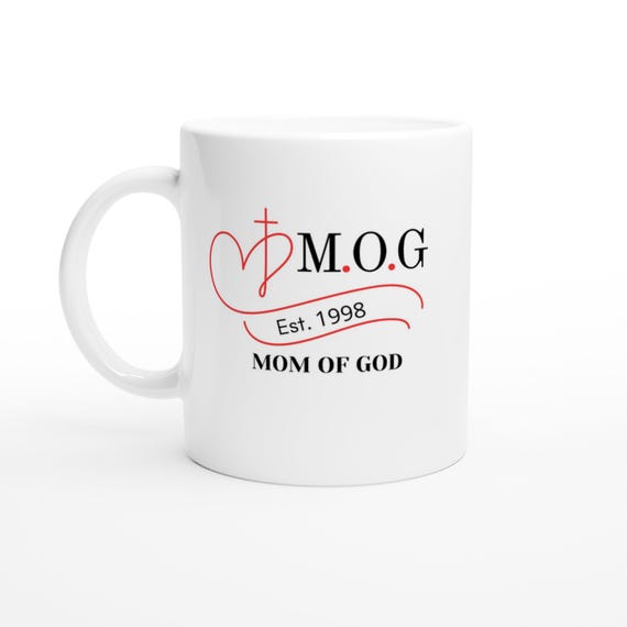 Personalized M.O.G. Mom of God Mug | Heart & Cross Design | Memorable Gift for Moms