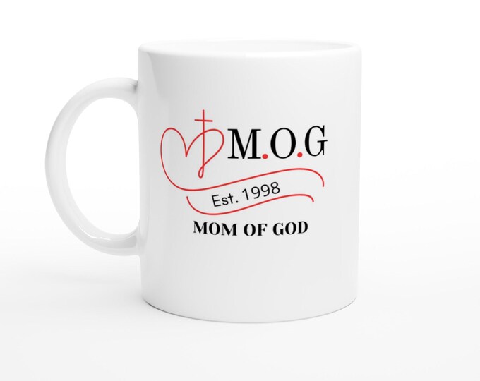 Personalized M.O.G. Mom of God Mug | Heart & Cross Design | Memorable Gift for Moms