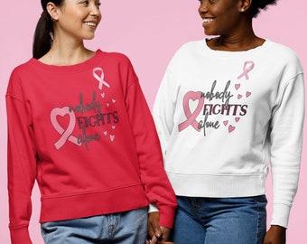 Nobody Fights Alone Breast Cancer awareness Crewneck Sweatshirt, Unisex Pullover Sweater, Classic Jumper, Comfy Sweatshirt, Everyday Top