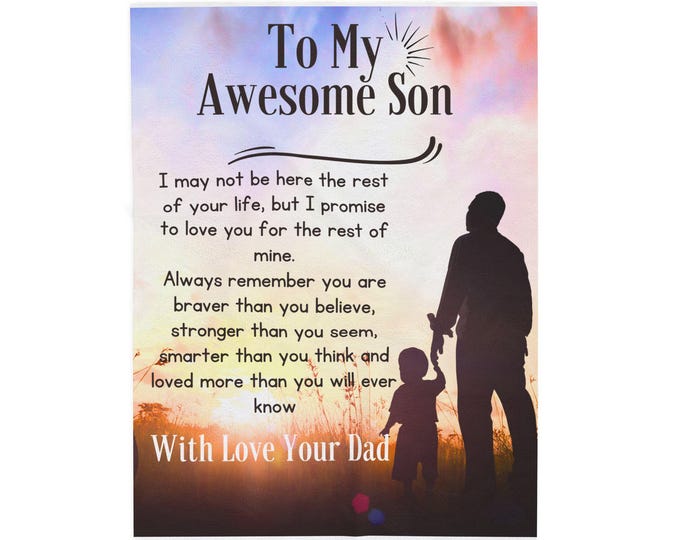 Father to Son Velvet Blanket | Sunset Silhouette Keepsake