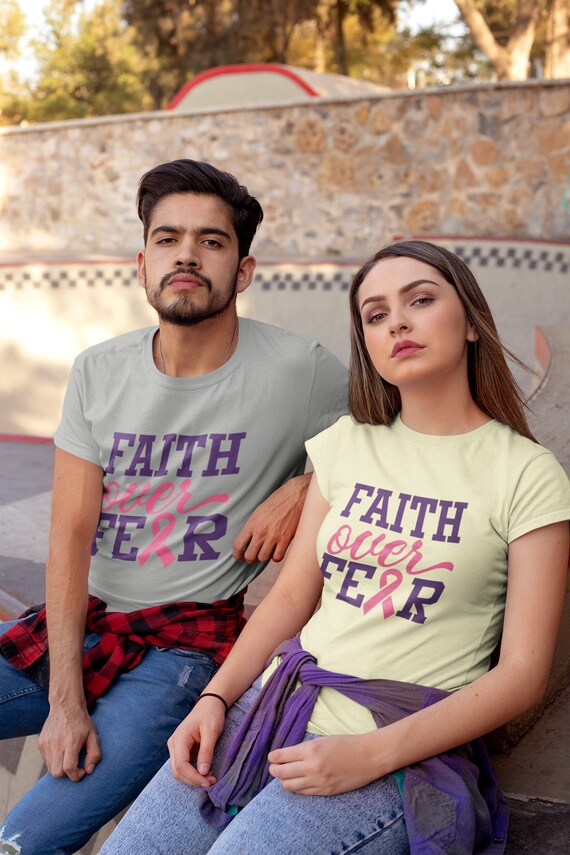 Breast Cancer Faith Over Fear T-shirt, Brave Tee, Survivor Shirt, Inspirational Gift, Pink Ribbon Shirt