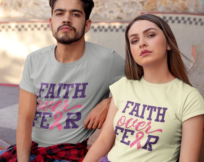 Breast Cancer Faith Over Fear T-shirt, Brave Tee, Survivor Shirt, Inspirational Gift, Pink Ribbon Shirt