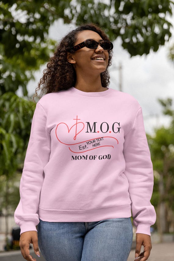 Personalized M.O.G. Mom of God Swearshirt - Custom Year & Heart Cross Design