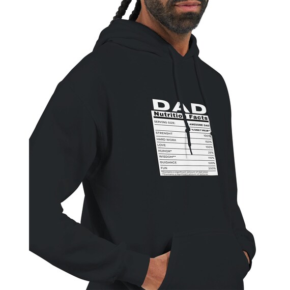 Dad Nutrition Facts Hoodie - Strength, Hard Work, Wisdom - Perfect Gift for Dads