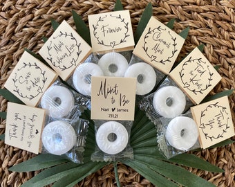 Wedding Favors for Guests in Bulk with Personalized Label, Mint To Be Lifesavers Mint, Custom Party Tags, Rustic Wedding Favor, Ivory