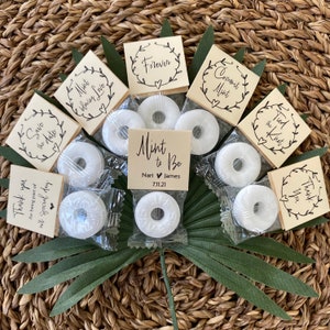 Wedding Favors for Guests in Bulk with Personalized Label, Mint To Be Lifesavers Mint, Custom Party Tags, Rustic Wedding Favor, Ivory