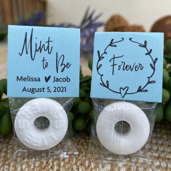 Custom Wedding Favor, Mint To Be, Lifesavers Mint Candy for Guests, Personalized Labels, Party Label Tags, Custom Mints, White, Kraft, Ivory