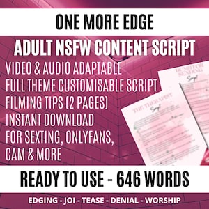 JOI Adult Script, Video Audio Content Creator, Edging, FemDom Goddess, Fansly, Onlyfans, CamGirl, Female Domination, Gooner, Gooning Clips