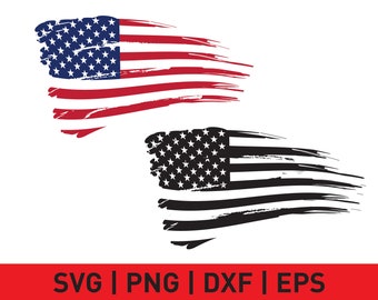 Puede incluir: Dos diseños de banderas americanas desgastadas. La bandera superior es roja, blanca y azul. La bandera inferior es negra y blanca.