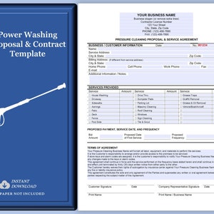 Pressure Washing Proposal & Service Agreement, Power Washing Contract Agreement, Proposal or Estimate Template, Pressure Washing Service