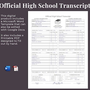 Fillable Printable High School Transcript Template, Homeschool ...