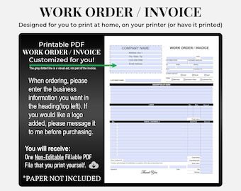 Auto Repair Invoice, Auto Repair Work Order, Mechanic Invoice, Car Repair Invoice, Oil Change Invoice, Automobile Repair Mechanic Form, PDF
