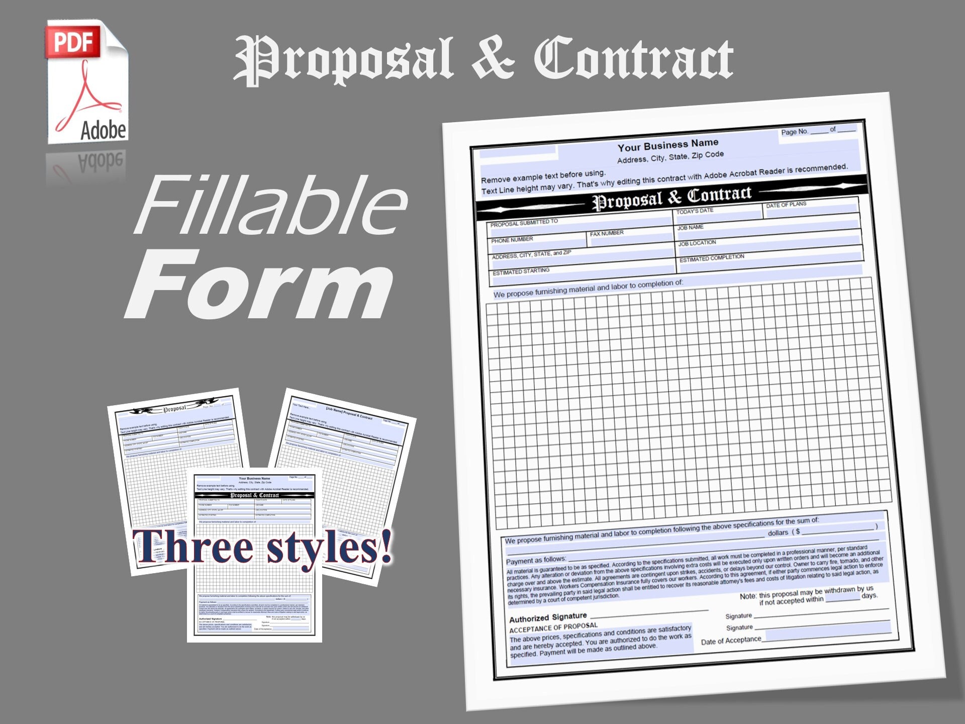 Grid Proposal Proposal & Contract With GRID Drawing Area Best Proposal - Etsy