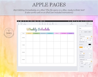 EDITABLE Weekly Schedule Template, WORD, Google Docs, Apple Pages &  Printable With Room to Write, Weekly Planner, Weekly Timetable Agenda - Etsy