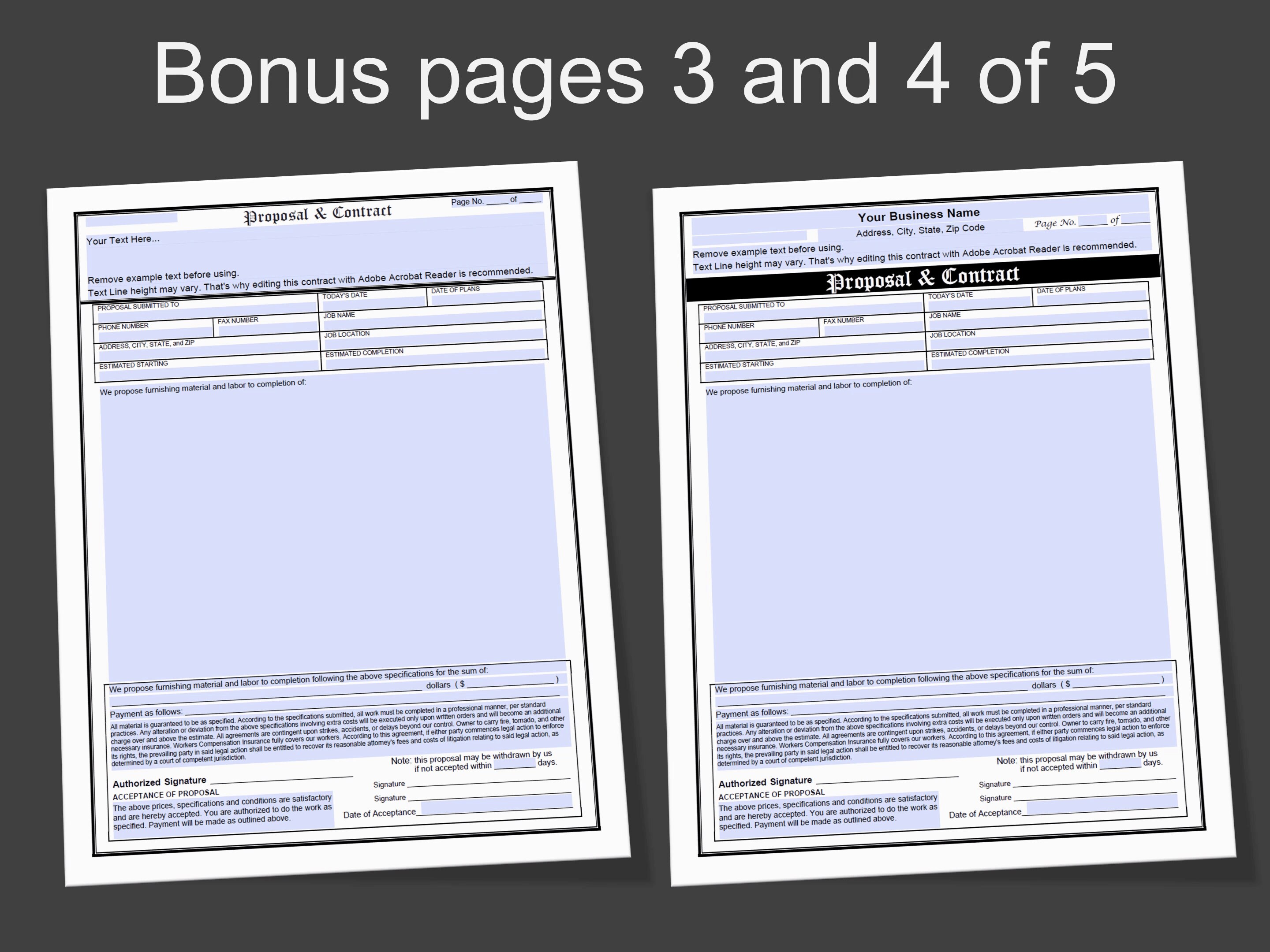 Proposal & Contract With OPEN Drawing Area, Best Proposal Template for ...