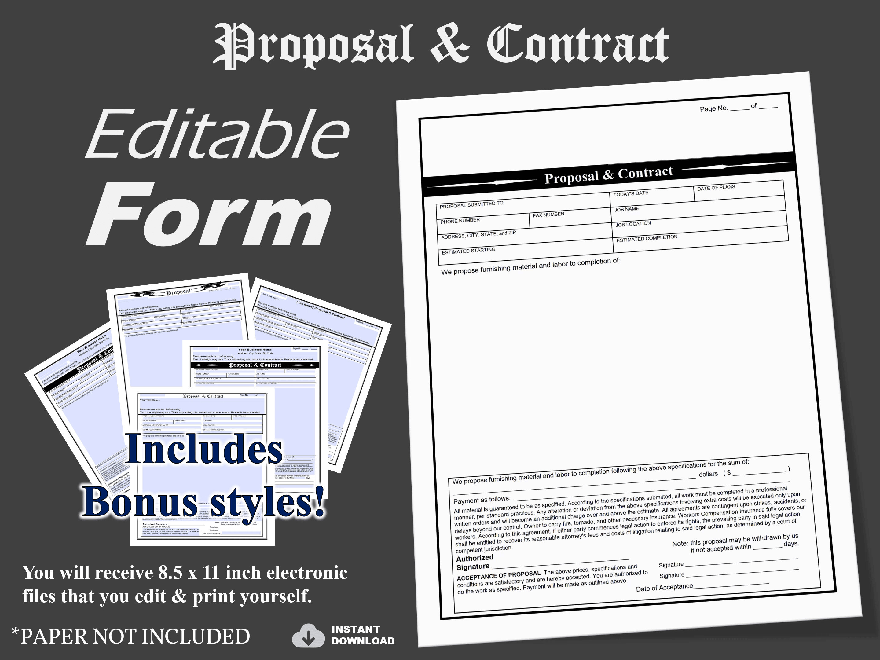 Proposal & Contract With OPEN Drawing Area, Best Proposal Template for ...