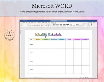 EDITABLE Weekly Schedule Template, WORD, Google Docs, Apple Pages &  Printable With Room to Write, Weekly Planner, Weekly Timetable Agenda - Etsy