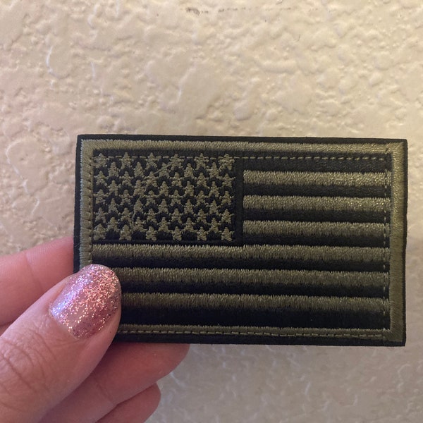 American Flag - Olive Green Tactical Velcro Patch - Free Shipping