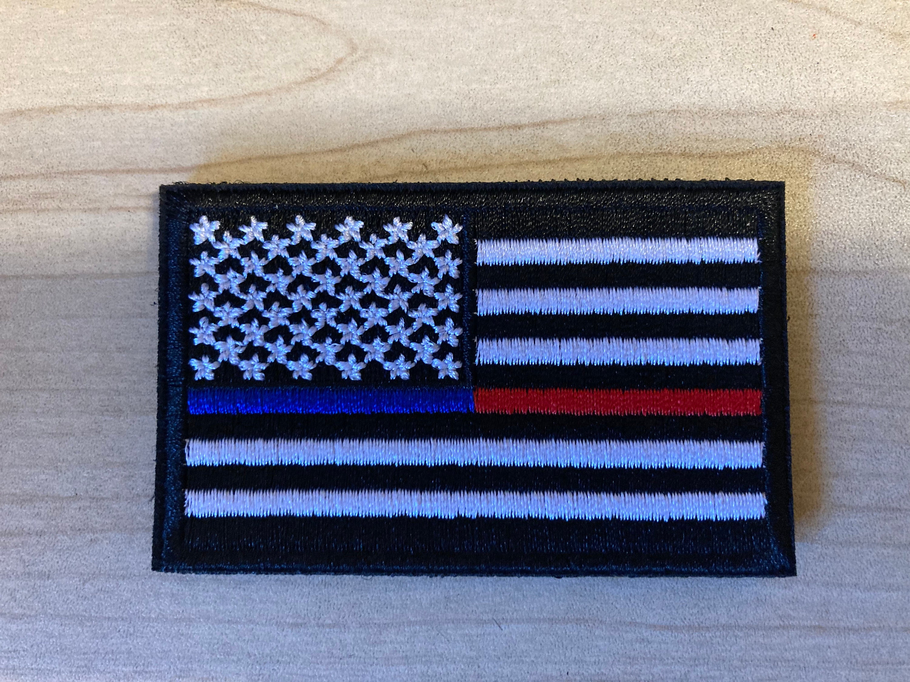 American Flag Blue and Red Line Velcro Patch Free Shipping Etsy