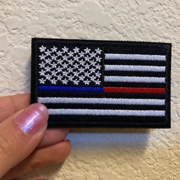 American Flag Blue and Red Line Velcro Patch - Free Shipping