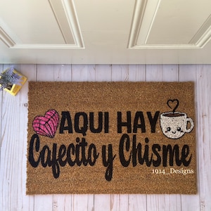 Funny Doormat|Spanish Doormat|Front Door Decoration|Personalized Gifts|Funny Gifts|CafecitoyChisme|Hand Painted|Cute Doormat|Outdoor Doormat