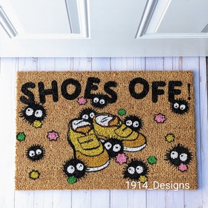 Anime Doormat|Front Door Decoration| Anime Gifts|Cute doormat|Housewarming gifts| Anime decor|Anime Fan|Soot sprites|Shoes off|Funny doormat