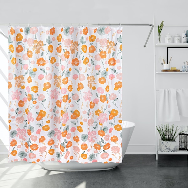 Floral Shower Curtain with Elegant Flower Design to Brighten and Beautify Your Bathroom Space