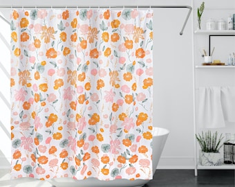 Floral Shower Curtain with Elegant Flower Design to Brighten and Beautify Your Bathroom Space