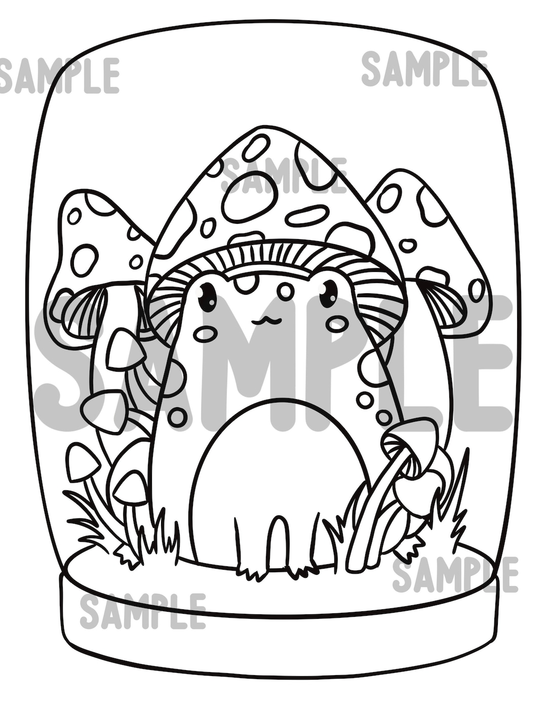 Mushroom Frog in Terrarium Coloring Page - Etsy
