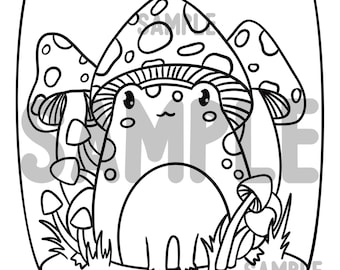 Mushroom Frog in Terrarium Coloring Page