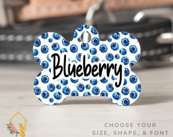 Blueberry Pet Tag - Customizable Dog ID with Cute Berry Theme - Personalized Pet Accessories for Dogs & Cats - Blueberry Inspired Cat Tag