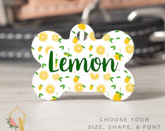Lemon Pet Tag- Customizable Dog ID with Cute Lemon Theme - Personalized Pet Accessories for Dogs and Cats - Citrus Cat Tag - Lemon1