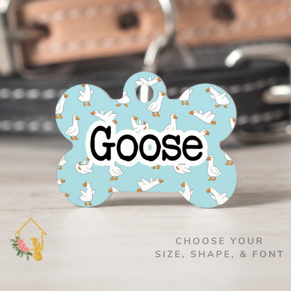 Goose Pet Tag - Customizable Dog ID with Cute Geese Theme - Personalized Pet Accessories for Dogs and Cats - Bird Inspired Dog or Cat Tag
