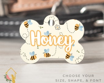 Bee Dog Tag, Honey Dog Tag, Custom Dog Tag, Personalized Dog Tag, Honeybee Dog ID Tag, Pet ID Tag, Bee inspired Dog Tag, Cute Dog Tag, Bee1