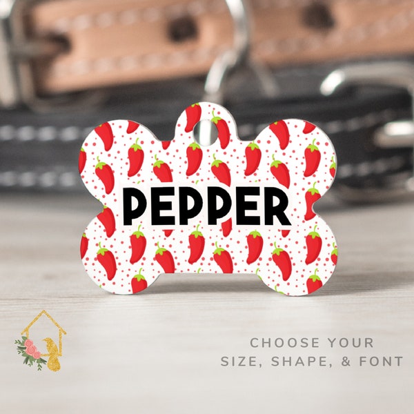 Chili Pepper Pet Tag - Custom Dog ID with Cute Chili Theme - Personalized Pet Accessories for Dogs and Cats - Chili Pepper Inspired Cat Tag