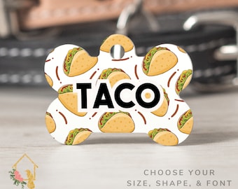 Taco Pet Tag - Customizable Dog ID with Cute Taco Theme - Personalized Pet Accessories for Dogs and Cats - Fiesta Inspired Cat Tag