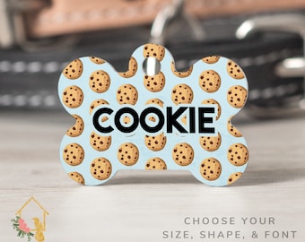 Cookie Pet Tag - Customizable Dog ID with Cute Cookie Theme - Personalized Pet Accessories for Dogs and Cats - Cookie Inspired Cat Tag