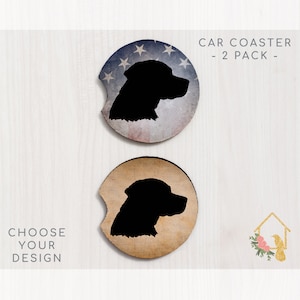 Lab Car Coaster - Hunting Truck Accessories - Hunter Vehicle Decor - Labrador Gift - Neoprene Coaster Set for Cup Holders - Duck Hunting