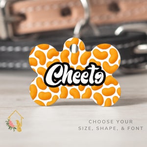 Cheese Puff Pet Tag - Customizable Dog ID with Cheese Puff Theme - Personalized Pet Accessories for Dogs & Cats - Cheese Inspired Cat Tag