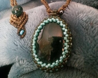 Collar de macrame de ágata de musgo