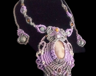 Collar ajustable Mookaite macrame