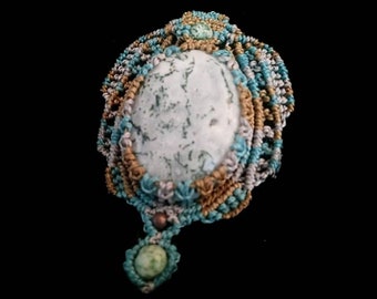 Colgante de macramé de ágata de árbol