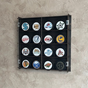 LIMITED OFFER,Hockey Puck Display Case,Hockey Puck Cabinet,Hockey Puck Holder,Hockey Birthday Gift,Personalized Option,Hockey puck Shelf,