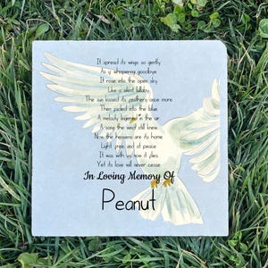 Personalized White Dove Memorial Stone - Custom Name Engraved, UV Printed on Limestone, In Loving Memory